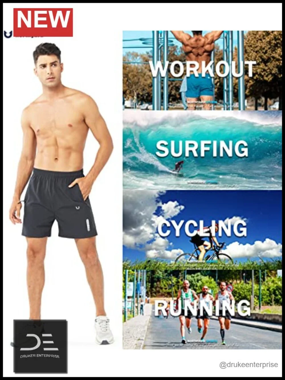 Men's Athletic Running Shorts with Zipper Pockets Quick Dry Lightweight